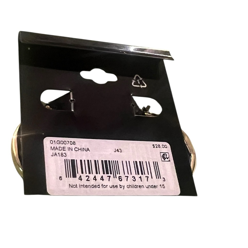 Anne Klein Gold Green Stone Hoop Earrings NWT - Picture 3 of 5